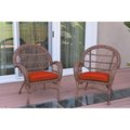 Propation W00210-C-2-FS018 Santa Maria Honey Wicker Chair with Red Orange Cushion PR1081411